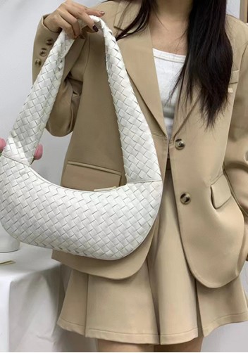 Dina Slouchy Intrecciato Leather Tote White