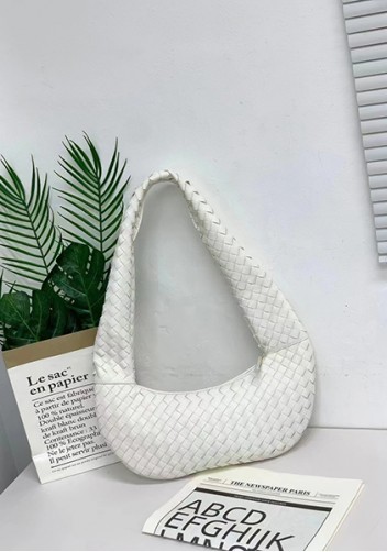 Dina Slouchy Intrecciato Leather Tote White