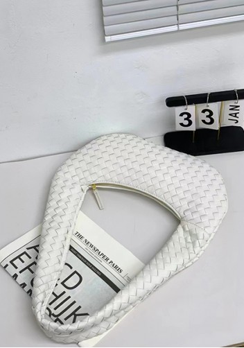 Dina Slouchy Intrecciato Leather Tote White
