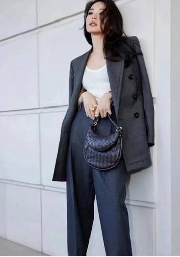Gemini Woven Shoulder Small Bag Choco