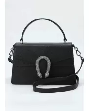 Jess Medium Top handle Leather Shoulder Bag Black