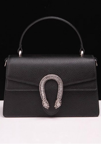 Jess Medium Top handle Leather Shoulder Bag Black