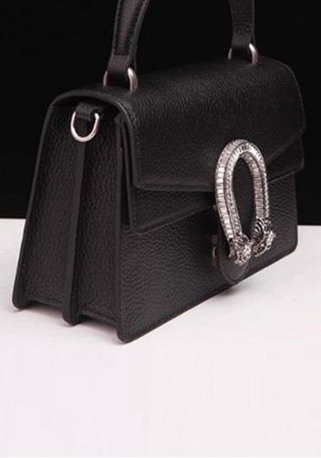 Jess Medium Top handle Leather Shoulder Bag Black