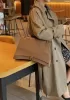 Bonnie Croc Vegan Leather Large Chain Shoulder Bag Camel