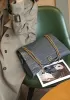 Bonnie Croc Vegan Leather Large Chain Shoulder Bag Grey