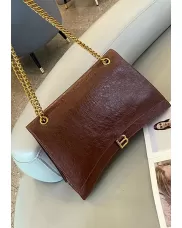 Bonnie Crush Vegan Leather Large Chain Shoulder Bag Brown