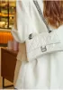Bonnie Crushed Effect Vegan Leather Medium Chain Shoulder Bag White