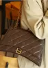 Bonnie Quilted Vegan Leather Medium Chain Shoulder Bag Choco