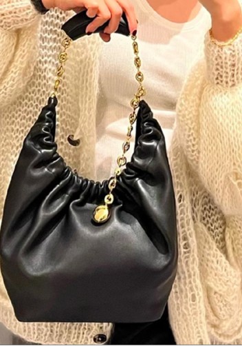 Salsa Leather Chain Shoulder Bag Black