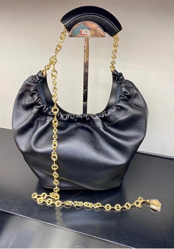 Salsa Leather Chain Shoulder Bag Black