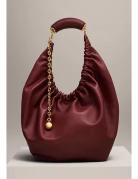 Salsa Leather Chain Shoulder Bag Burgundy