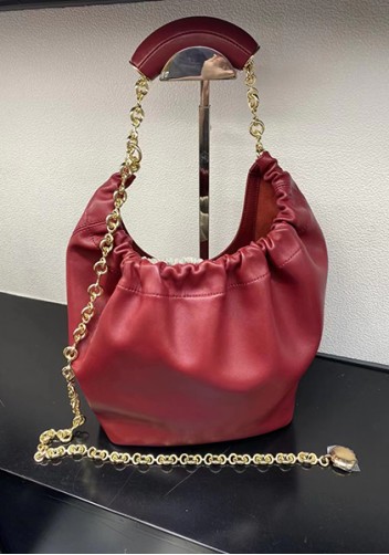 Salsa Leather Chain Shoulder Bag Burgundy