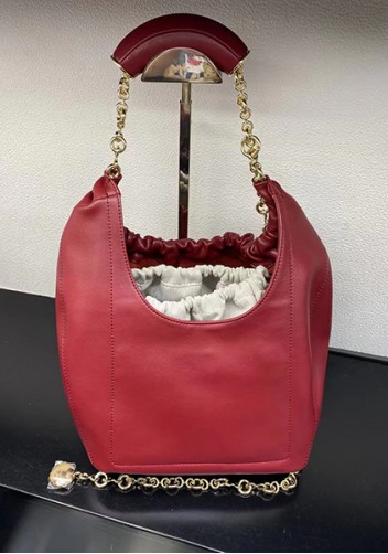Salsa Leather Chain Shoulder Bag Burgundy