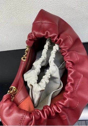 Salsa Leather Chain Shoulder Bag Burgundy