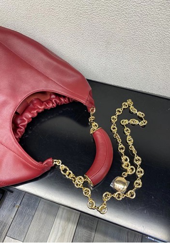 Salsa Leather Chain Shoulder Bag Burgundy