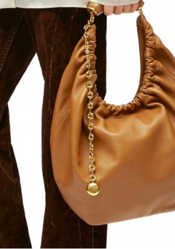 Salsa Leather Chain Shoulder Bag Camel
