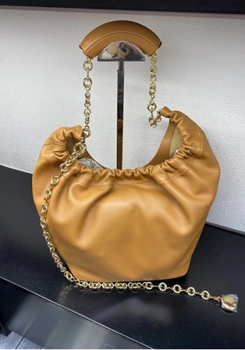 Salsa Leather Chain Shoulder Bag Camel