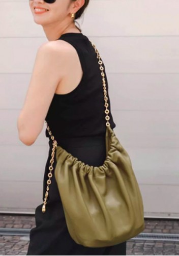 Salsa Leather Chain Shoulder Bag Green