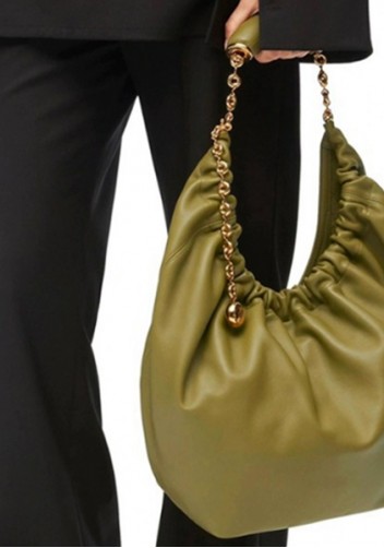 Salsa Leather Chain Shoulder Bag Green