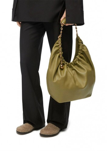 Salsa Leather Chain Shoulder Bag Green