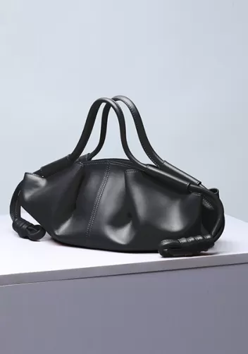 Salsa Leather Elongated Top Handle Shoulder Bag Black