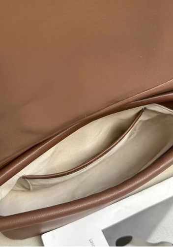 Salsa Satchel Pleated Leather Shoulder Bag Brown
