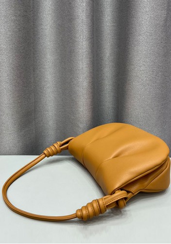 Salsa Satchel Pleated Leather Shoulder Bag Camel