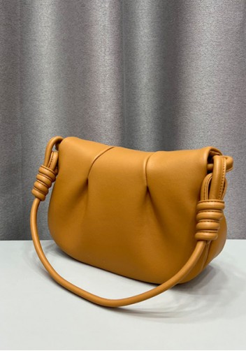 Salsa Satchel Pleated Leather Shoulder Bag Camel