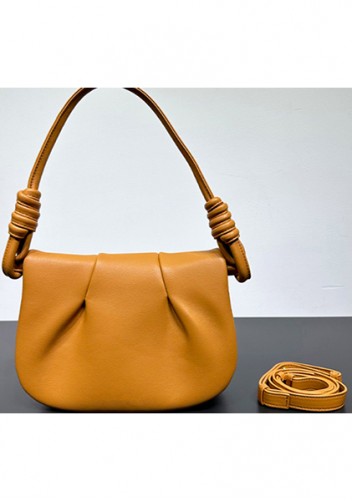 Salsa Satchel Pleated Leather Shoulder Bag Camel