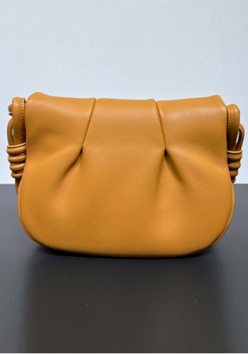 Salsa Satchel Pleated Leather Shoulder Bag Camel