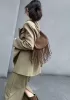 Shimanne Suede Leather Fringe Hobo Shoulder Bag Dark Brown