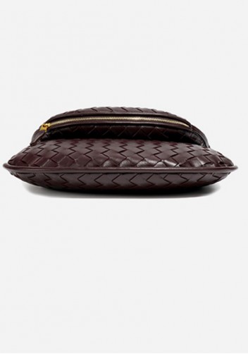 Gemini Woven Vegan Leather Medium Shoulder Bag Choco