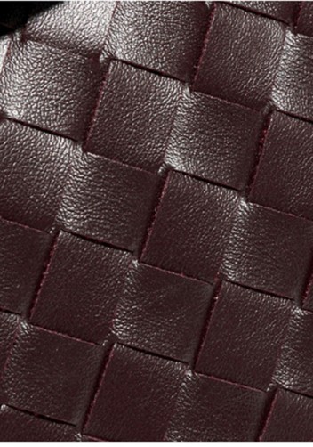 Gemini Woven Vegan Leather Medium Shoulder Bag Choco