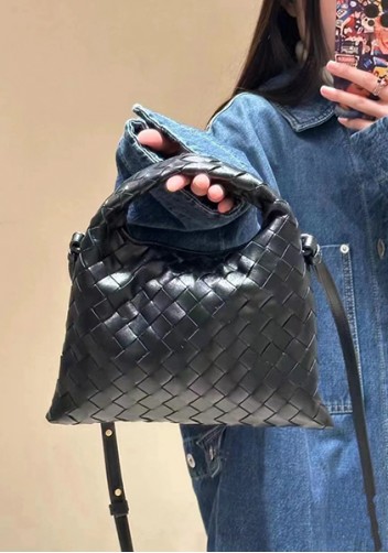 Dina Mini Intrecciato Leather Tote Black