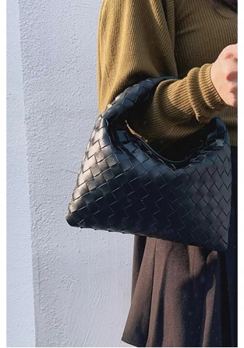 Dina Mini Intrecciato Leather Tote Black