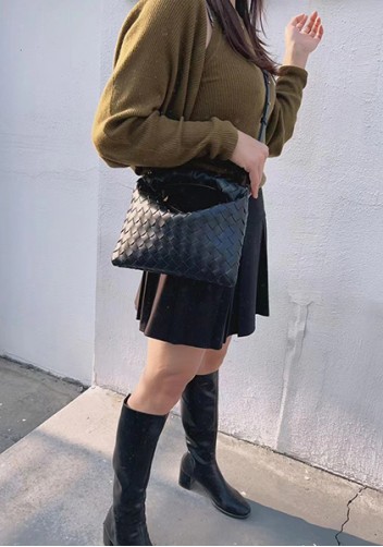 Dina Mini Intrecciato Leather Tote Black