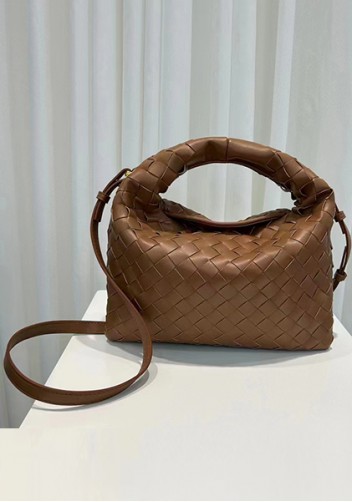 Dina Mini Intrecciato Leather Tote Camel
