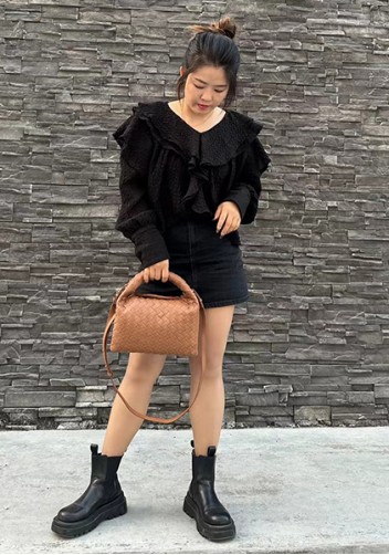 Dina Mini Intrecciato Leather Tote Camel