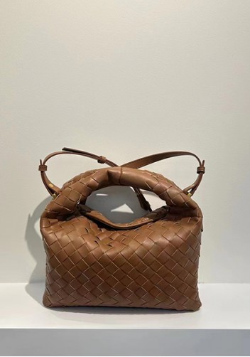 Dina Mini Intrecciato Leather Tote Camel