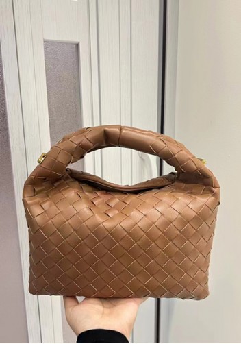 Dina Mini Intrecciato Leather Tote Camel
