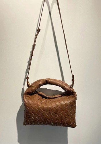 Dina Mini Intrecciato Leather Tote Camel
