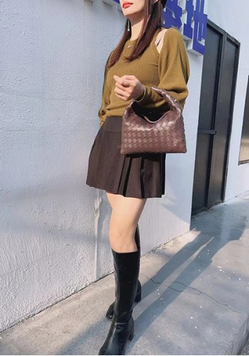 Dina Mini Intrecciato Leather Tote Choco