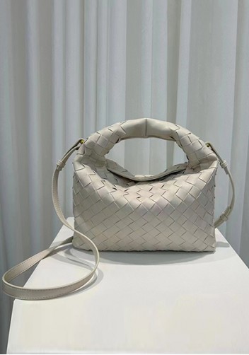 Dina Mini Intrecciato Leather Tote Cream