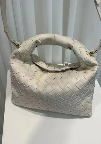 Dina Mini Intrecciato Leather Tote Cream