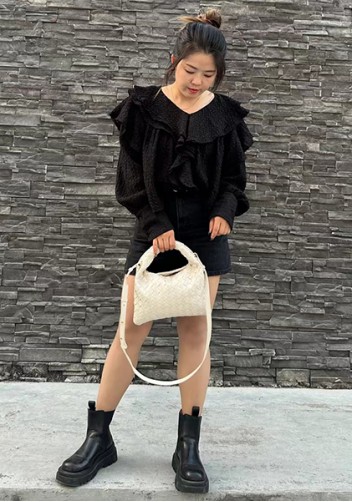 Dina Mini Intrecciato Leather Tote Cream