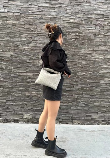 Dina Mini Intrecciato Leather Tote Cream