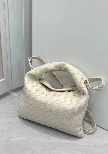Dina Mini Intrecciato Leather Tote Cream