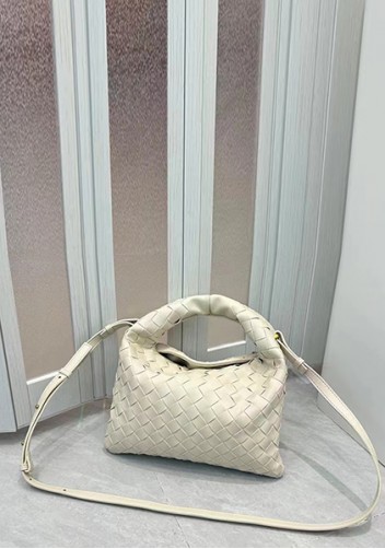 Dina Mini Intrecciato Leather Tote Cream