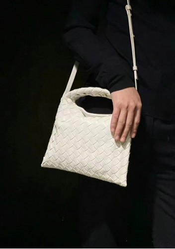 Dina Mini Intrecciato Leather Tote Cream