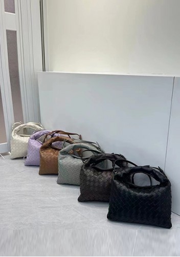 Dina Mini Intrecciato Leather Tote Grey